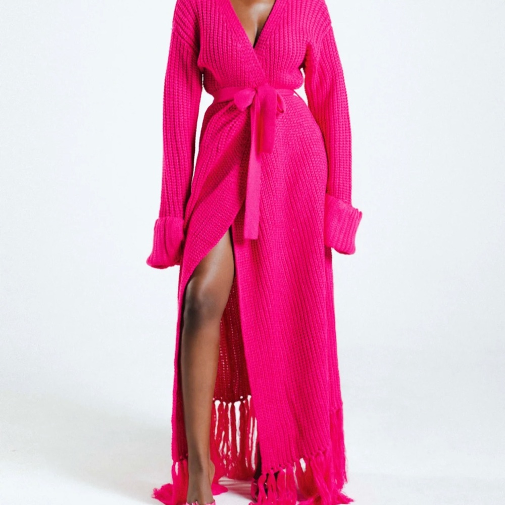 Hanifa Pink Miya Knit Cardigan Dress